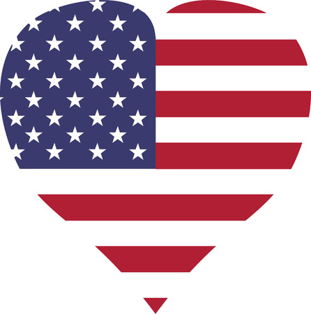 usa flag white red stripes in heart formのイラスト素材