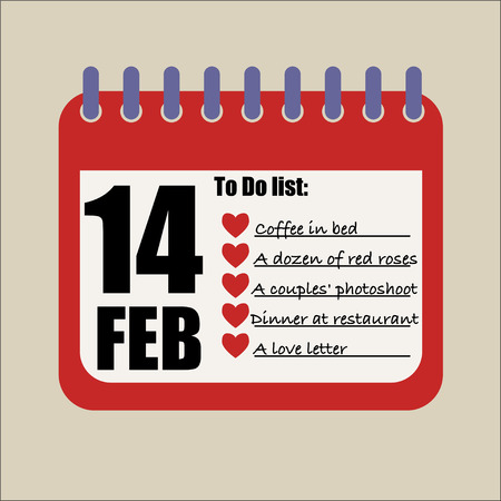 14 february to do list romantic filled upのイラスト素材