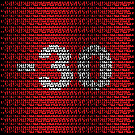 Sale wall made from small red sales wordsのイラスト素材