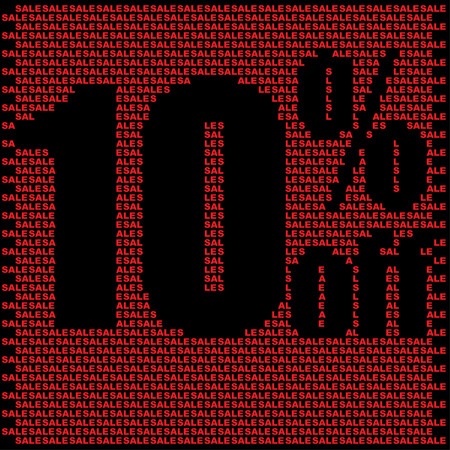 Sale wall made from small red sales words
