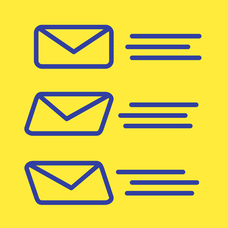 three mail delivery envelope are flying to receiverのイラスト素材