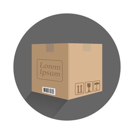 carton box in flat design with signs onのイラスト素材
