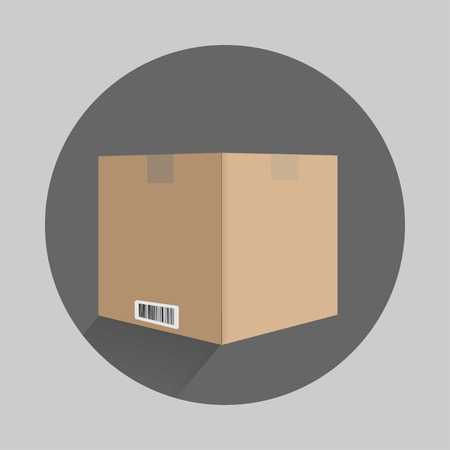 carton box in flat design with signs onのイラスト素材