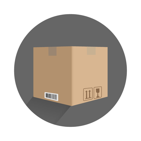 carton box in flat design with signs onのイラスト素材