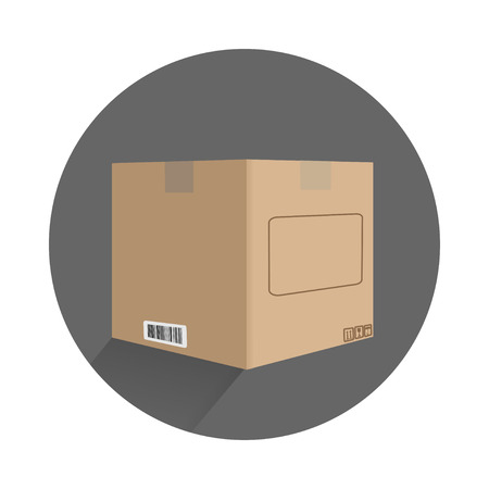 carton box in flat design with signs onのイラスト素材