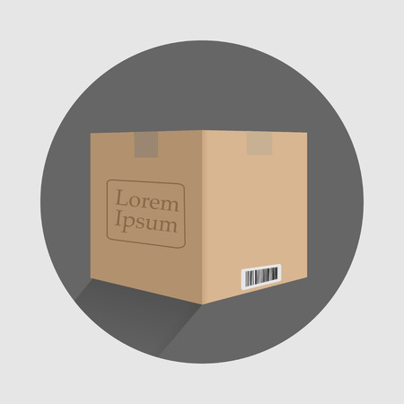 carton box in flat design with signs onのイラスト素材