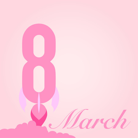 eight of march day launching on pink backgroundのイラスト素材