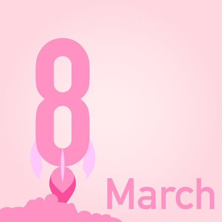 eight of march day launching on pink backgroundのイラスト素材