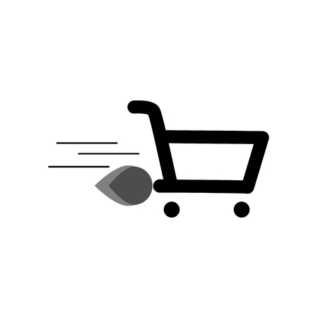 icon of market cart black on empty backgroundのイラスト素材