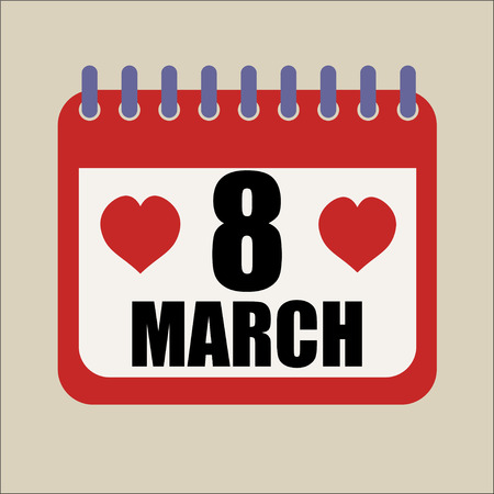 eight of march calendar and happy womens dayのイラスト素材