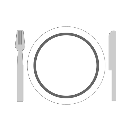 dish set plate spoon fork on empty backgroundのイラスト素材