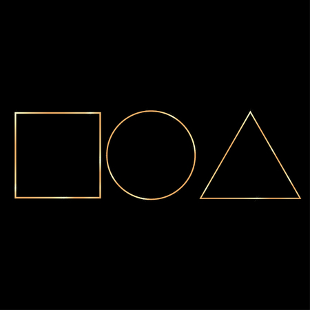 golden square ring triangle figures on dark backgroundのイラスト素材