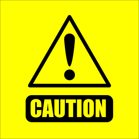 caution warning sign on the yellow background vecttorのイラスト素材