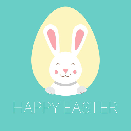 happy easter greeting card with bunny and eggのイラスト素材