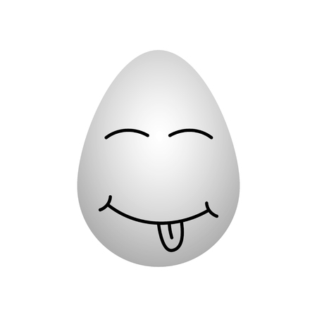 egg with a drawing of a face showing smile vectorのイラスト素材