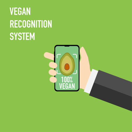 vegan recognition system application for smart phone vectorのイラスト素材