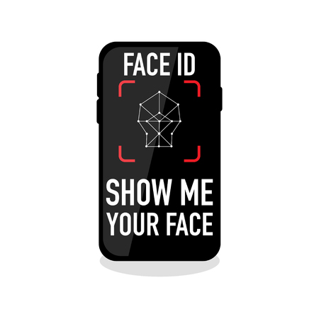 face id recognition icon on empty background vectorのイラスト素材