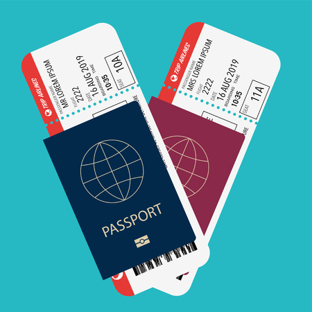 passport with picket prepared for boarding airplane vectorのイラスト素材