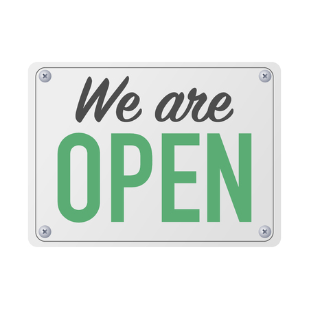 we are open plate sign for customers vectorのイラスト素材