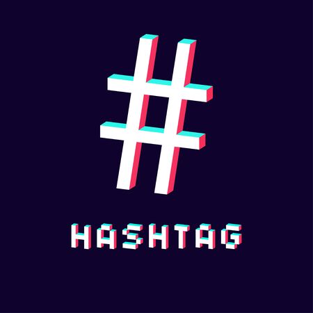 isolated hashtag icon 3d on dark background vectorのイラスト素材