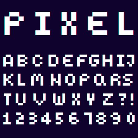 3d alphabet made of pixel design font vectorのイラスト素材