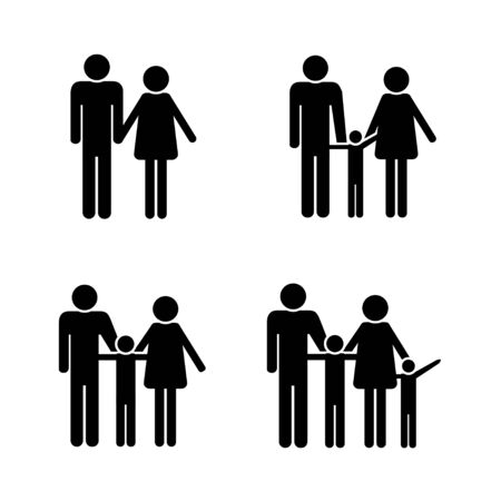 black icon of a family white background vector illustrationのイラスト素材