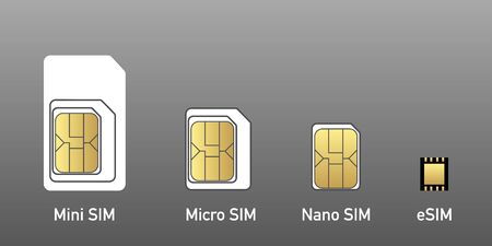 set sim card evolution to esim vector illustrationのイラスト素材