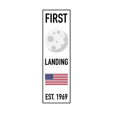 moon first landing 1969 modern banner vector illustrationのイラスト素材