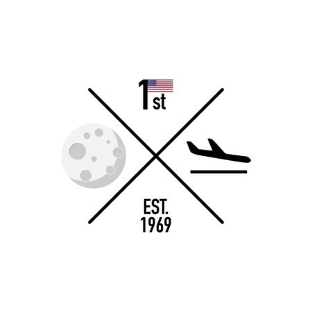 moon first landing 1969 modern banner vector illustrationのイラスト素材
