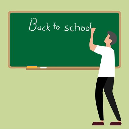 man writing on the board back to schoolのイラスト素材