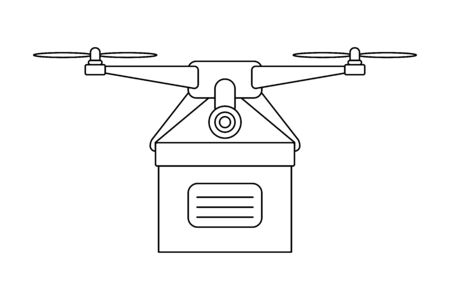 drone icon delivering box white background vector illustrationのイラスト素材