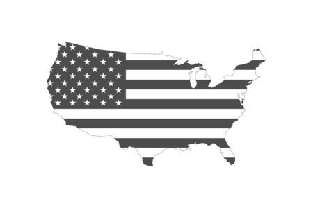 usa map shaped flag black and white vectorのイラスト素材