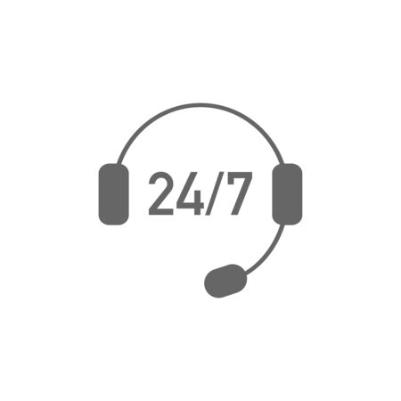 Online support service assistant sign. Headset vector illustration