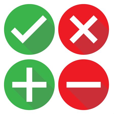 yes no plus minus check mark icon vectorのイラスト素材