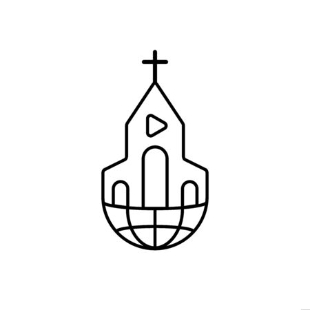 online christian church service quarantine streaming video vectorのイラスト素材