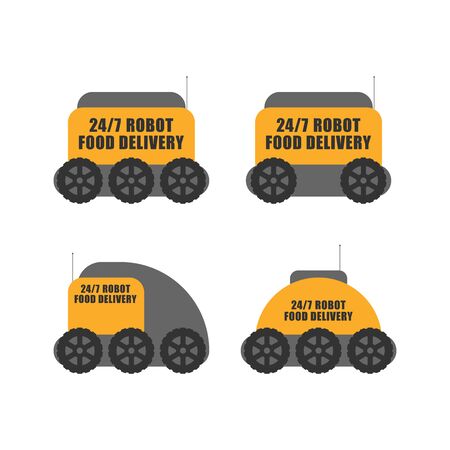 food delivery robot modern technology online vector illustrationのイラスト素材