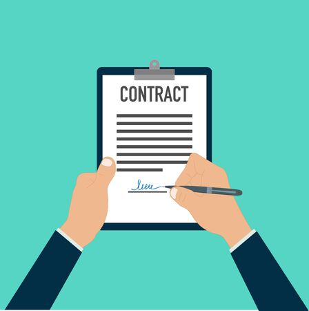 hand signing paper document pen document paper vector illustrationのイラスト素材