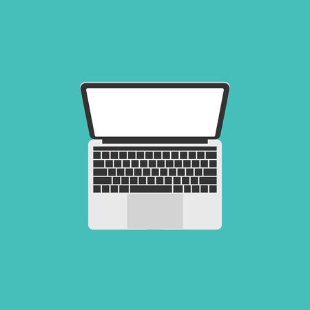 laptop top view computer keyboard flat vector illustrationのイラスト素材