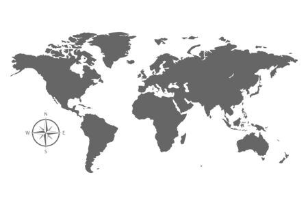 earth world map compass asia europe america vectorのイラスト素材