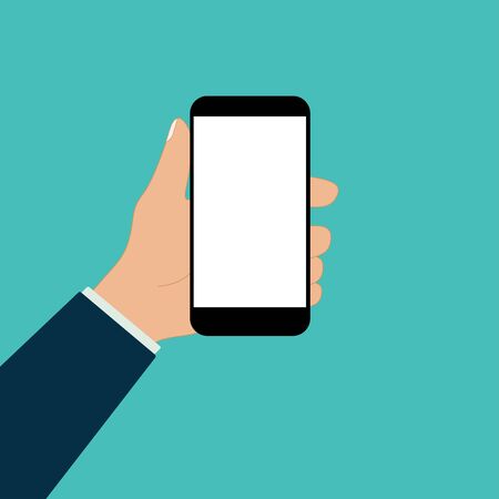 mobile phone in hand finger touch vector illustrationのイラスト素材