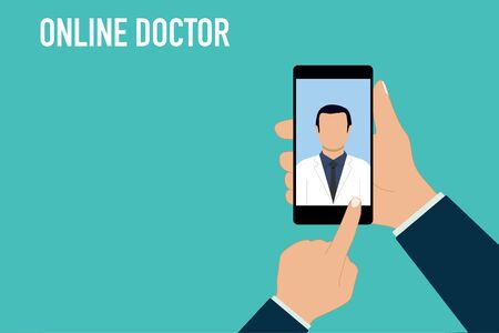 online doctor phone health medical consult vector illustrationのイラスト素材