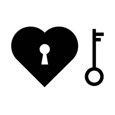 heart key love open lock concept vector illustration. door keyhole icon. romantic symbol. valentine security sign. isolated shape padlock. close protection. white background. dayのイラスト素材