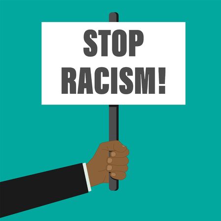 anti racism vector banner. black lives matter. stop racist. racial diversity race concept. together against racial discrimination, inequality. people equality. cant breath idea. white backgroundのイラスト素材