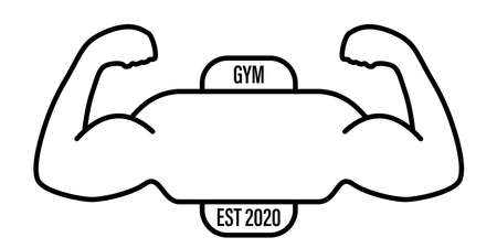 gym logo vector icon strength hands white backgroundのイラスト素材