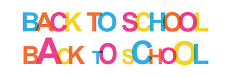 back to school color letter vector illustration. isolated abstract colorful typography white background. bright trendy print.のイラスト素材