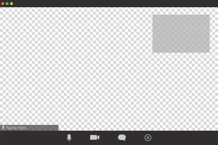 video conference call interface vector template. online communication computer program screen mock up. remote quarantine learning, job, training, webinar. white backgroundのイラスト素材