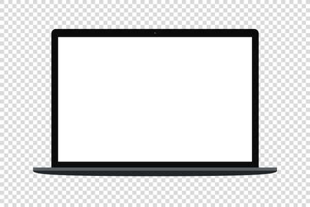 laptop computer vector mockup. realistic desktop blank screen isolated template. dark, silver  white background.のイラスト素材