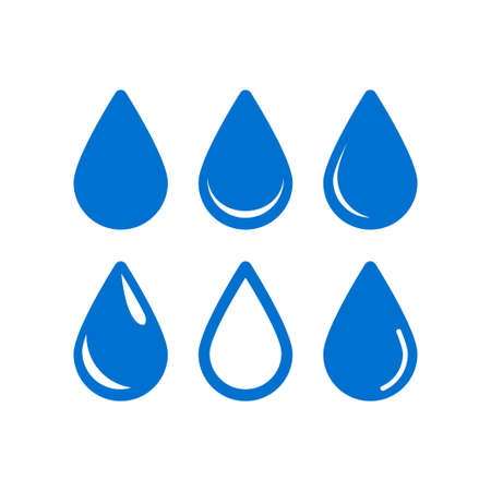 water drop logo icon vector. rain droplet white background. liquid bubble symbol shape isolatedのイラスト素材