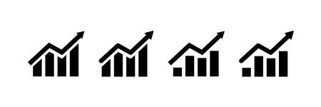 Graph growing up vector icon. economy graphic growth arrow rise. market chart sign isolated white...