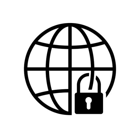 lockdown vector icon. coronavirus global quarantine illustration  white background. world lock concept. covid crisis.のイラスト素材